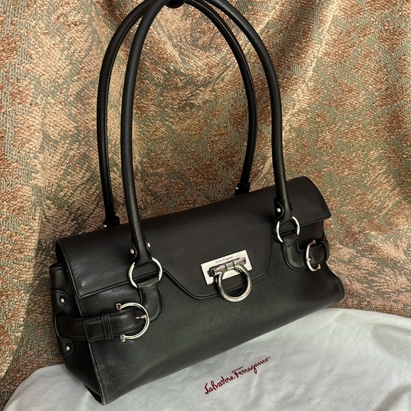 Salvatore Ferragamo Black Leather Handbag - Picture 9 of 9